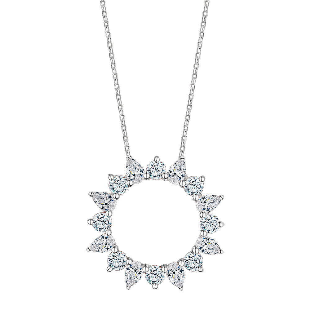 Fancy pendant with 1.28 carats* of diamond simulants in 10 carat white gold