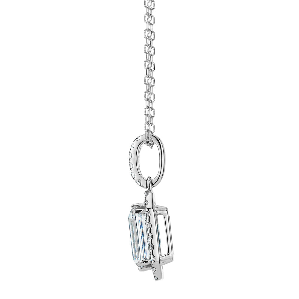 Halo pendant with 1.21 carats* of diamond simulants in 10 carat white gold