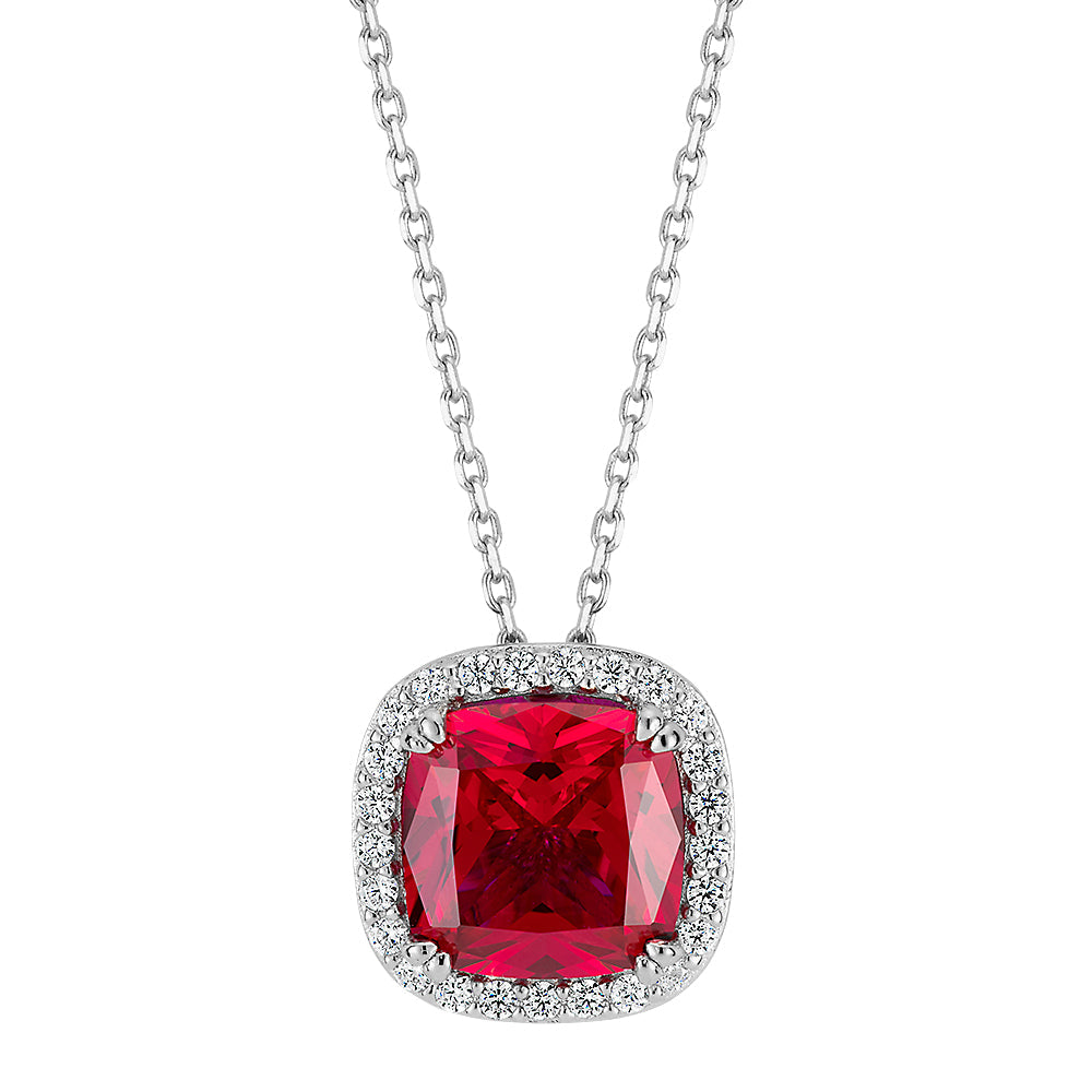 Ruby Simulant Halo necklace with ruby simulant and 0.25 carats* of diamond simulants ...