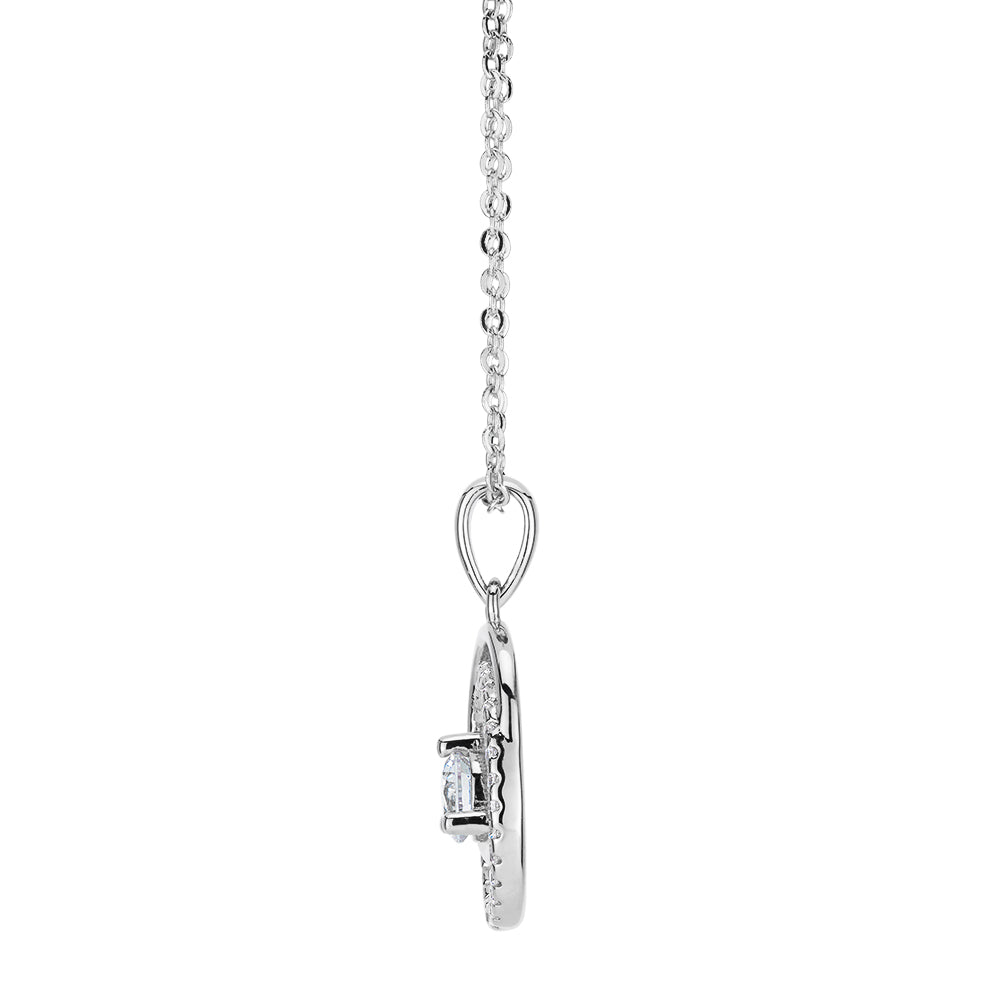 Round Brilliant diamond simulant necklace in sterling silver