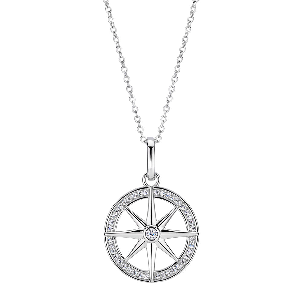 Round Brilliant diamond simulant necklace in sterling silver
