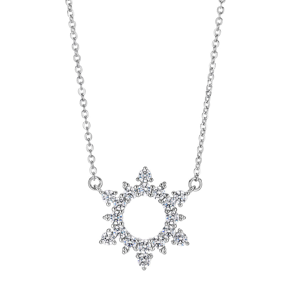 Round Brilliant diamond simulant necklace in sterling silver