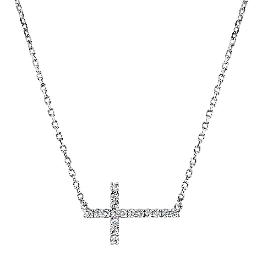 Round Brilliant necklace with 0.17 carats* of diamond simulants in sterling silver