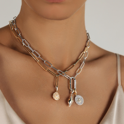 Charm pendant with diamond simulants in sterling silver