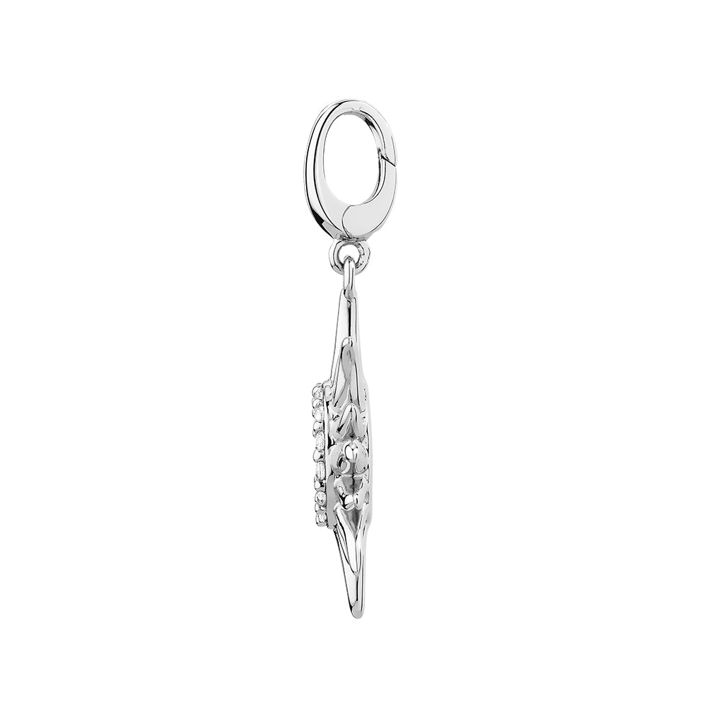Round Brilliant charm pendant with 0.21 carats* of diamond simulants in sterling silver