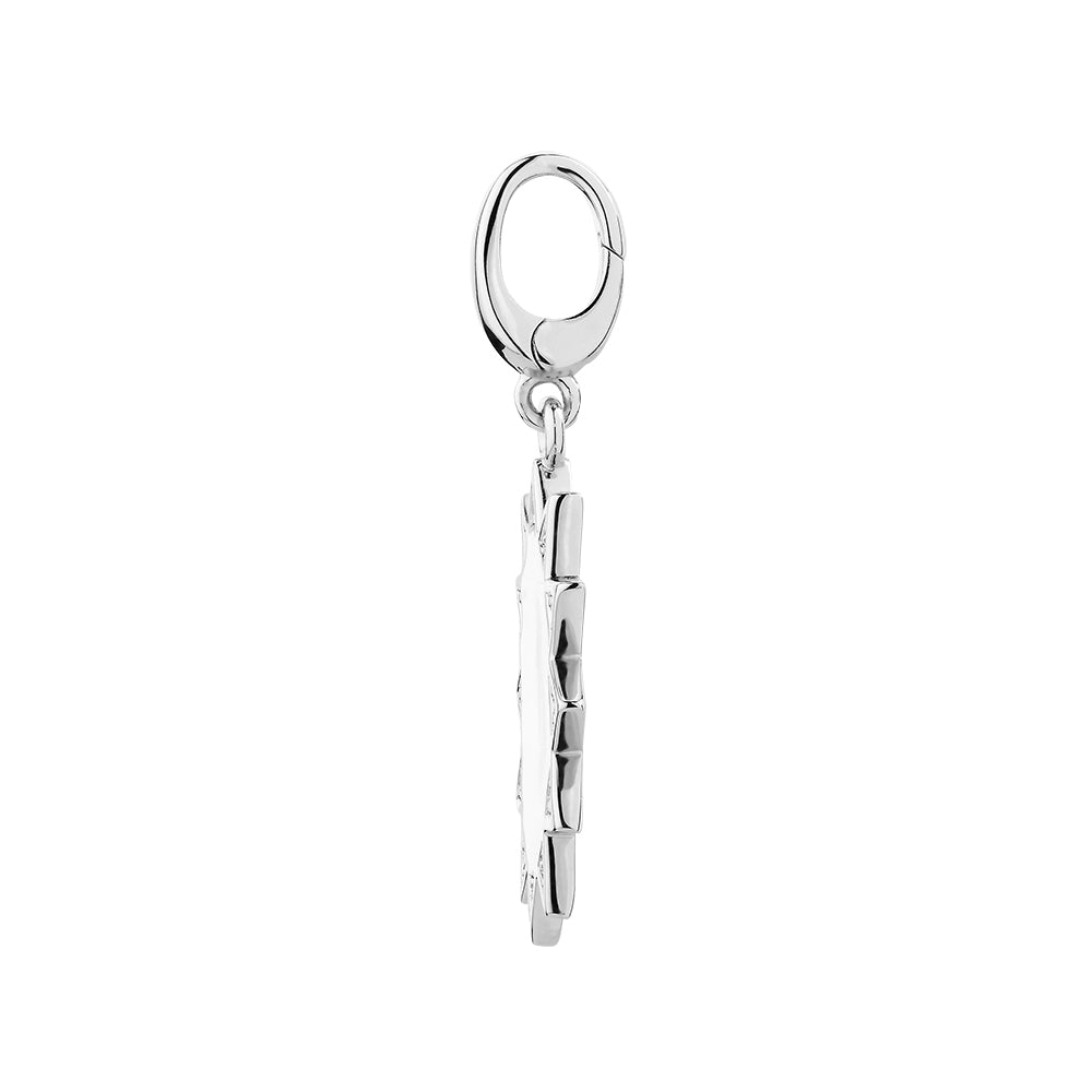 Charm pendant with Round Brilliant diamond simulants in sterling silver