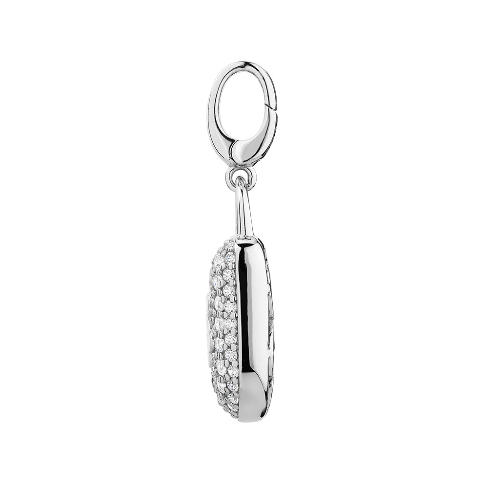 Round Brilliant charm pendant with 0.72 carats* of diamond simulants in sterling silver