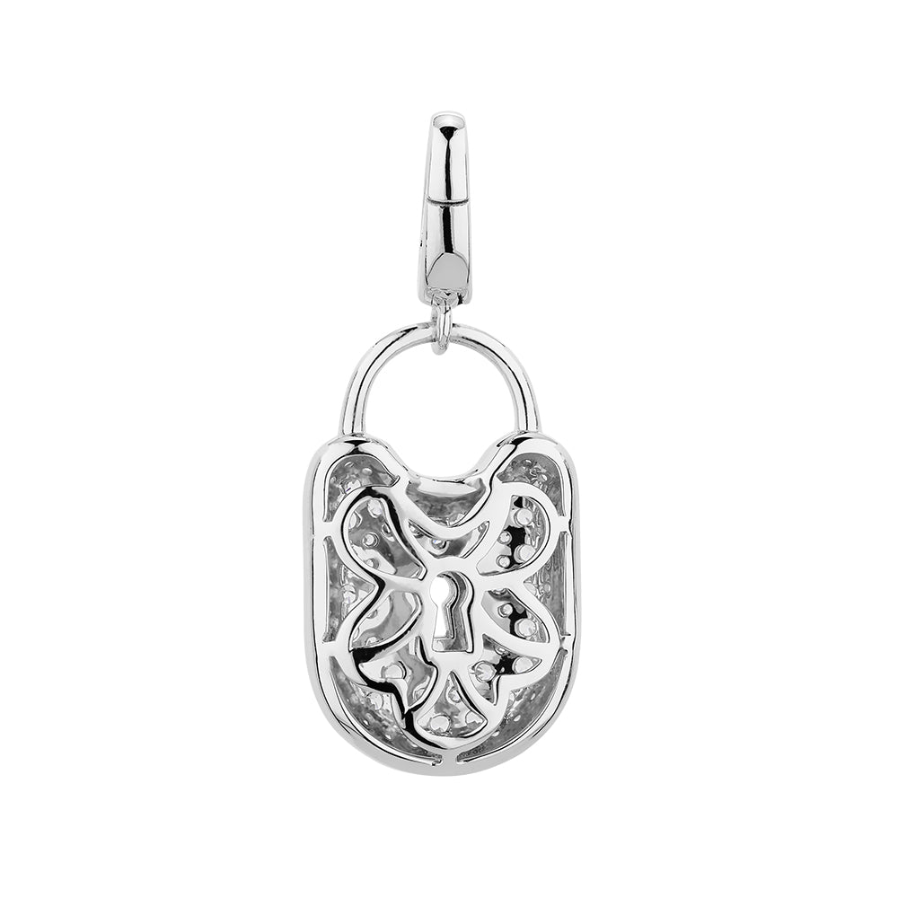 Round Brilliant charm pendant with 0.72 carats* of diamond simulants in sterling silver
