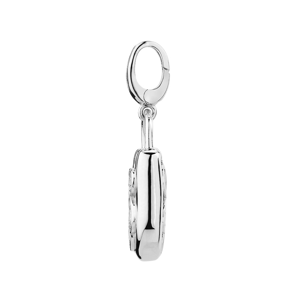 Round Brilliant charm pendant with 0.23 carats* of diamond simulants in sterling silver