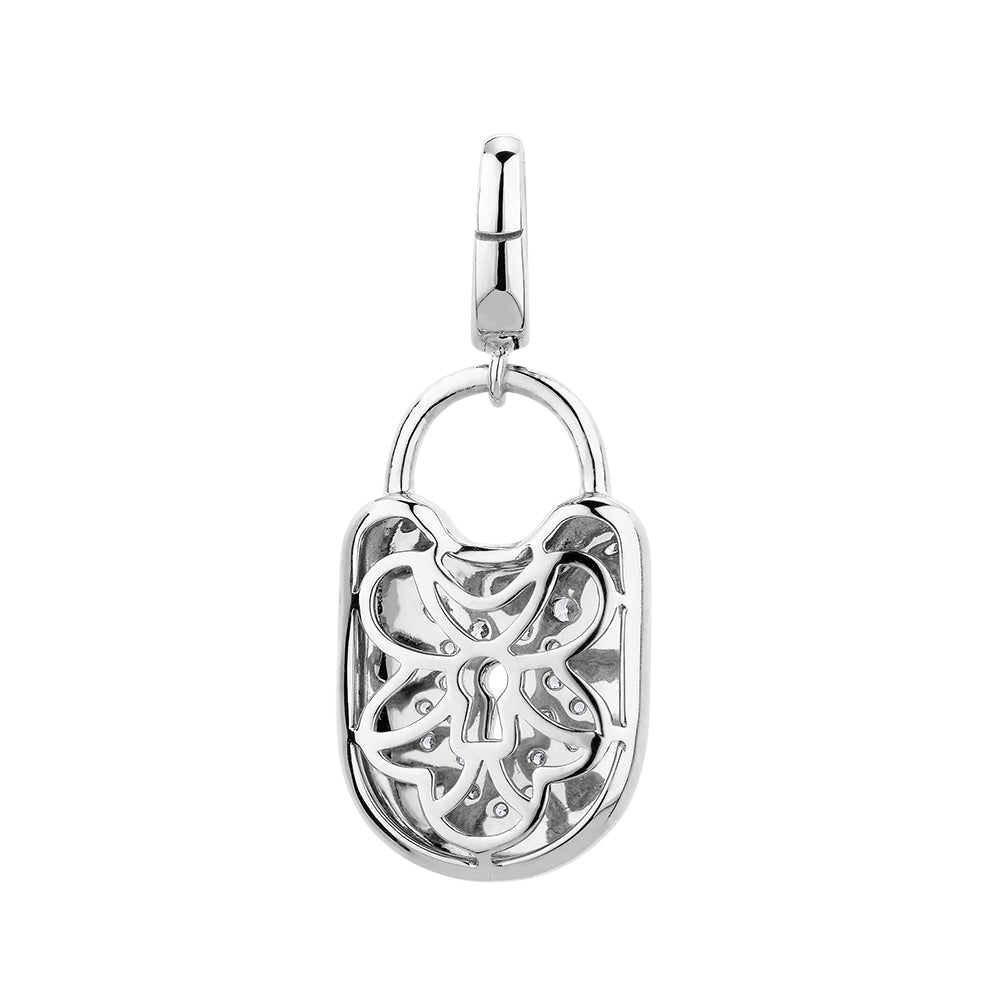Round Brilliant charm pendant with 0.23 carats* of diamond simulants in sterling silver