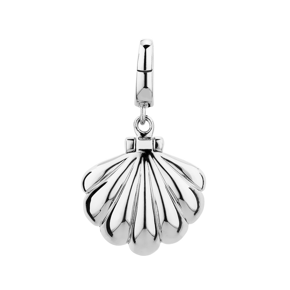 Round Brilliant charm pendant with  diamond simulants and cultured freshwater pearl in sterling silver
