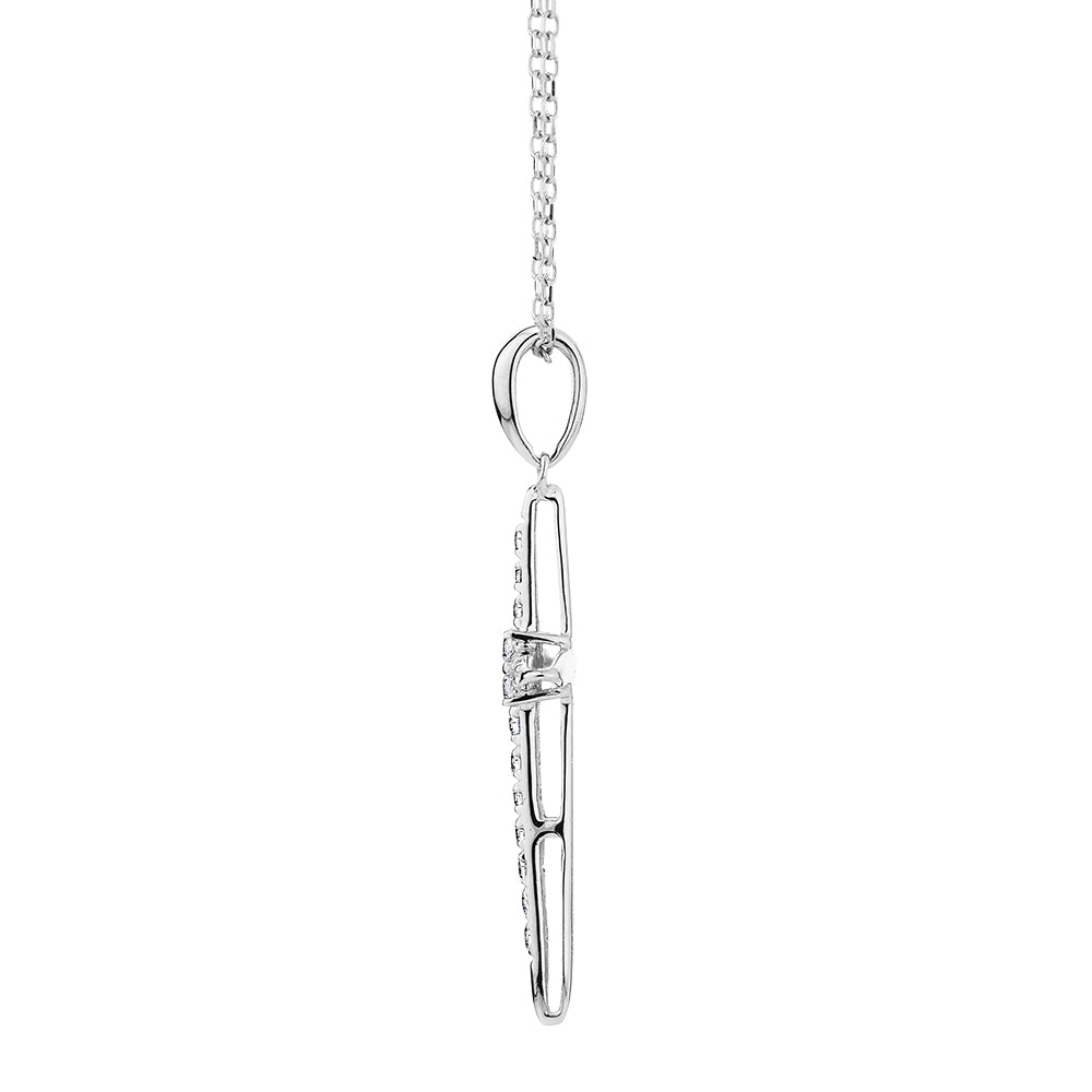 Cross pendant with diamond simulants in 10 carat white gold