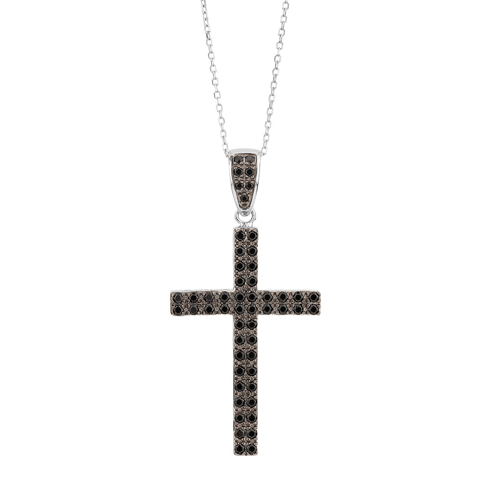 Cross pendant with 0.51 carats* of diamond simulants in sterling silver