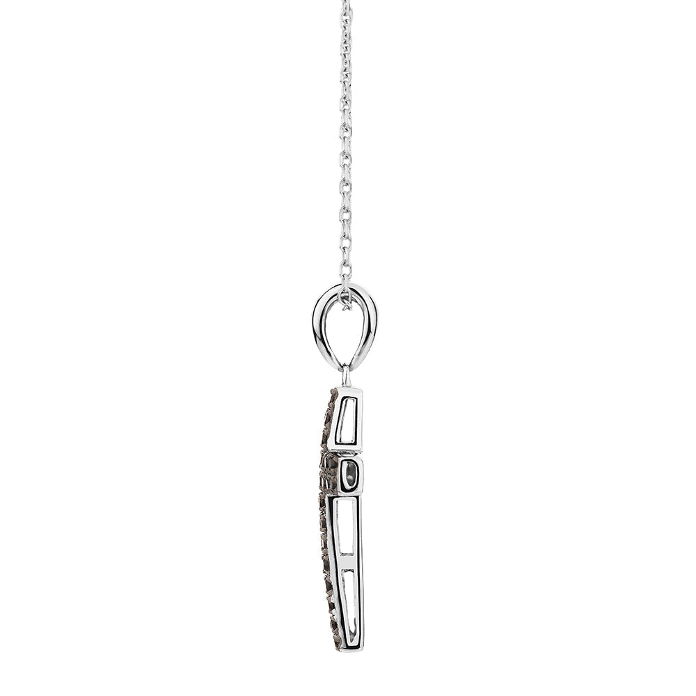 Cross pendant with diamond simulants in sterling silver