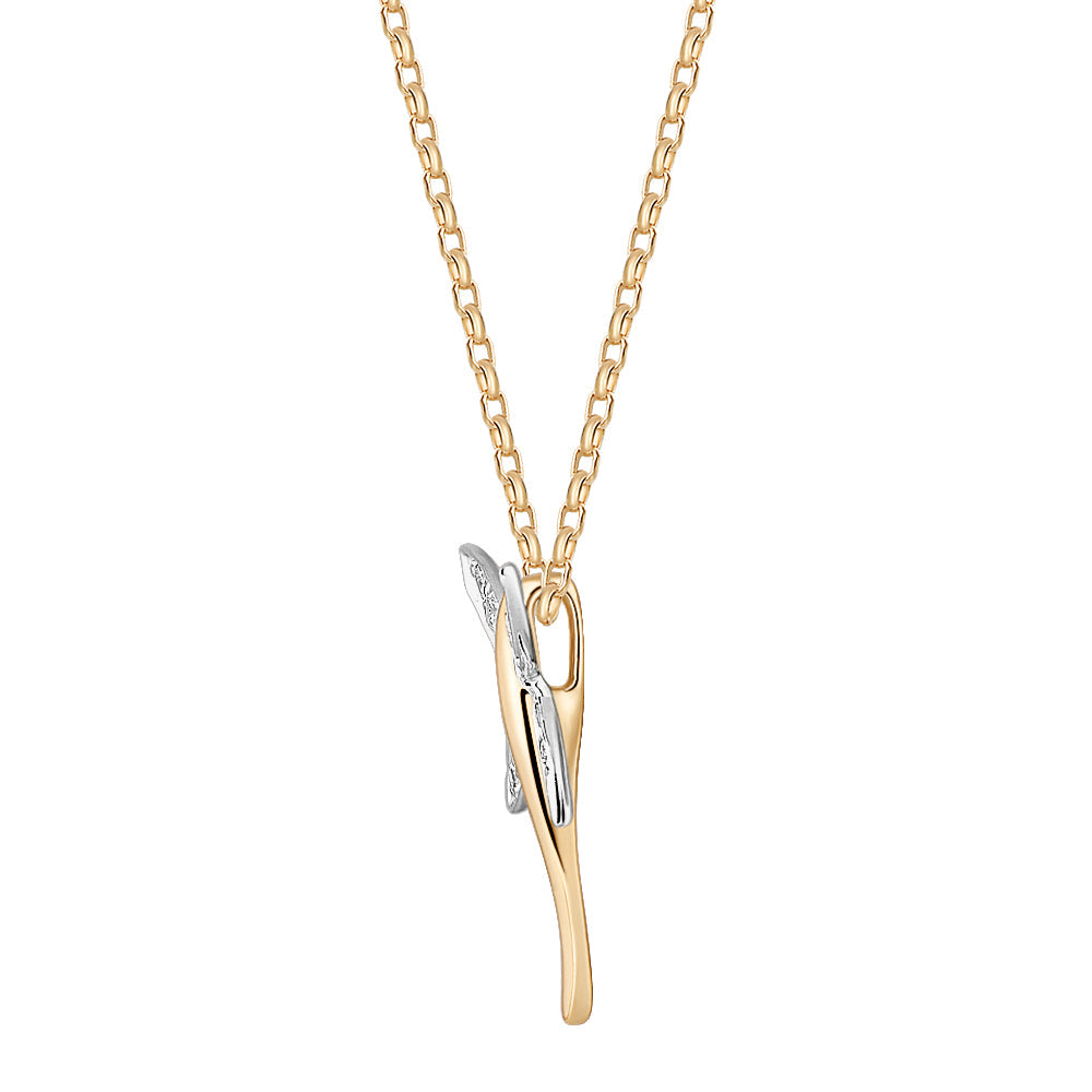 Fancy pendant in 10 carat yellow and white gold