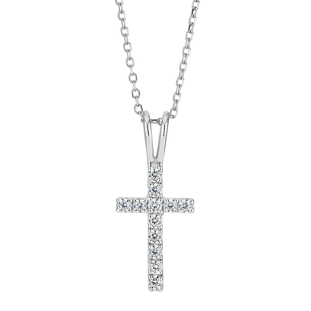 Cross pendant in 10 carat white gold
