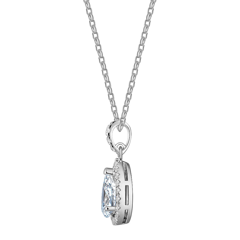 Halo pendant with 0.98 carats* of diamond simulants in 10 carat white gold