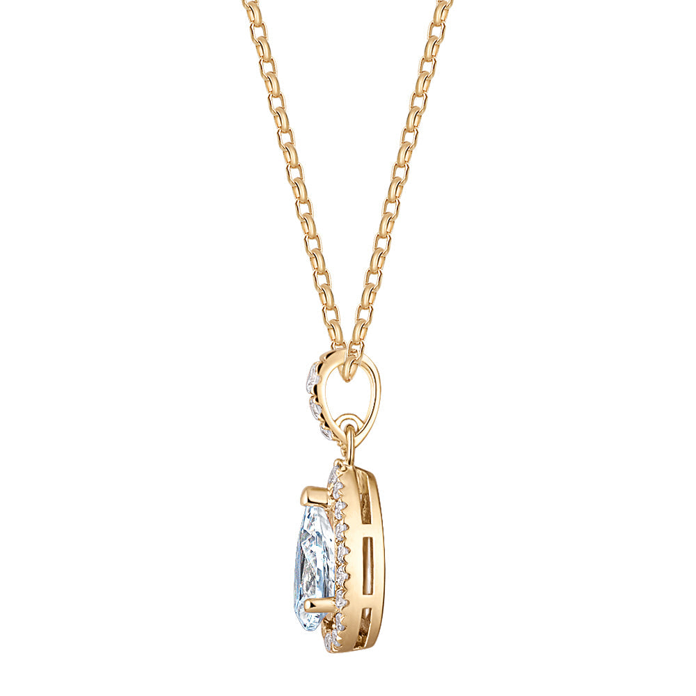 Halo pendant with 0.98 carats* of diamond simulants in 10 carat yellow gold