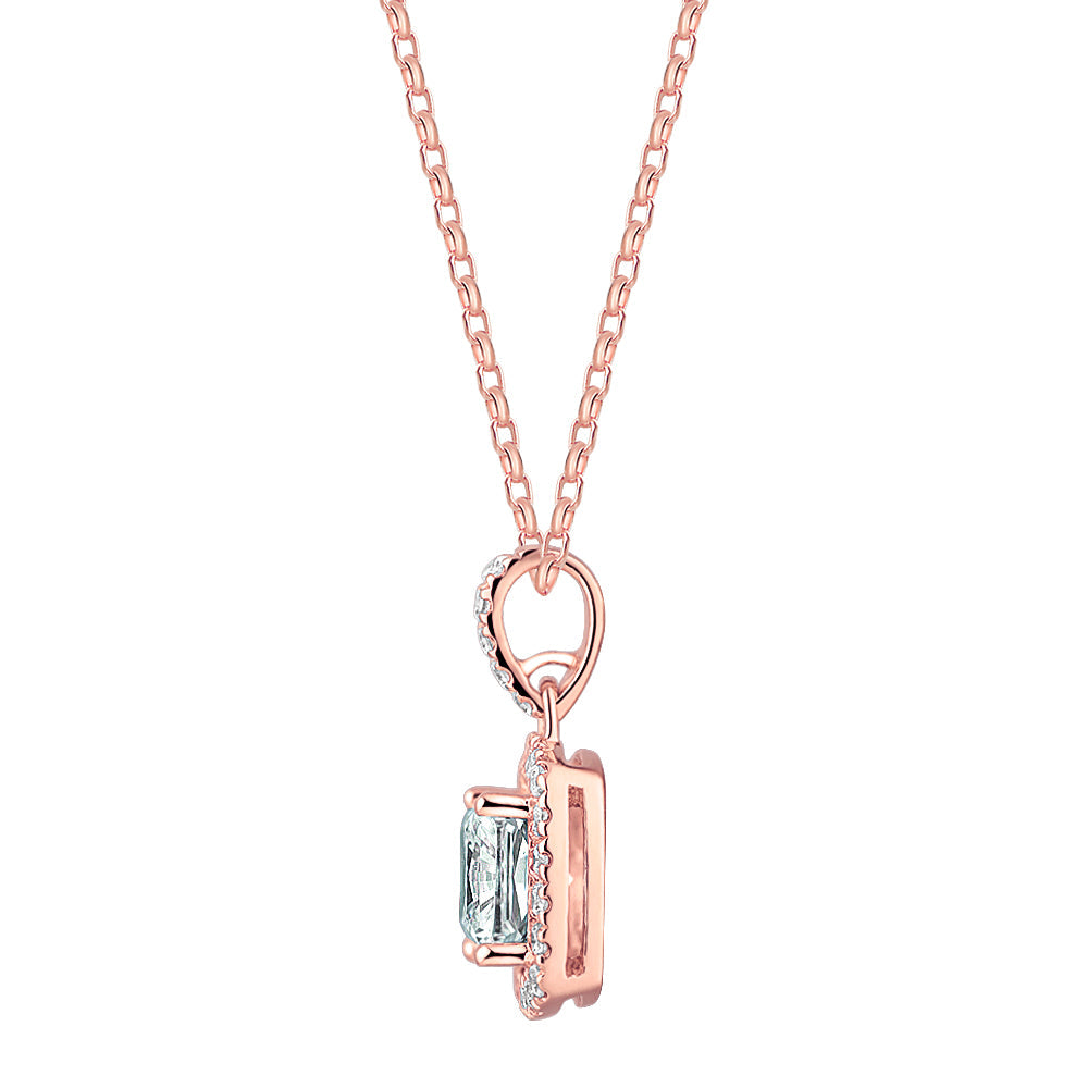Halo pendant with 1.85 carats* of diamond simulants in 10 carat rose gold