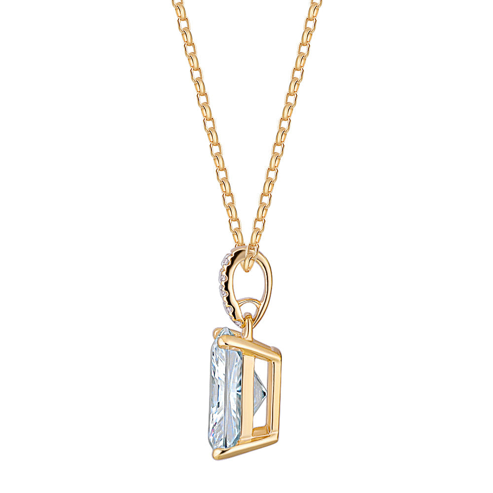 Radiant solitaire pendant with 3.49 carat* diamond simulant in 10 carat yellow gold