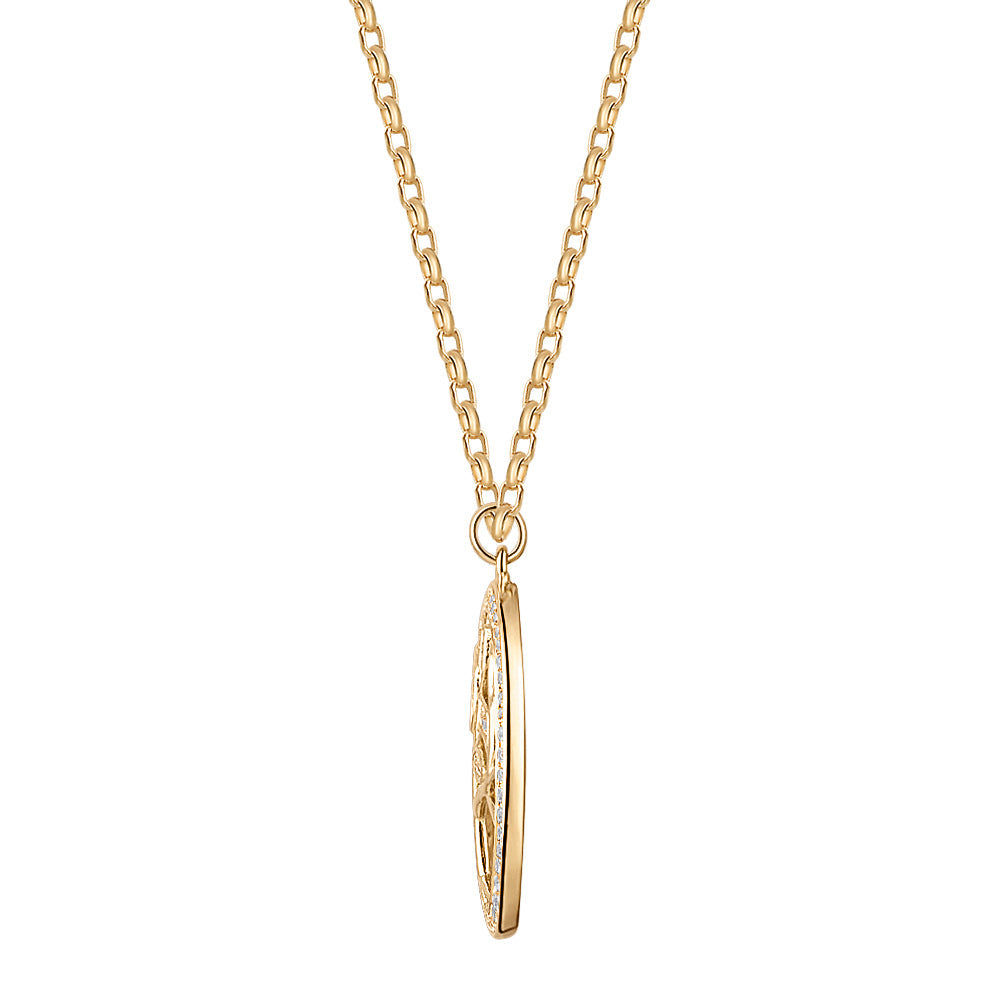 Fancy pendant with 0.35 carats* of diamond simulants in 10 carat yellow gold