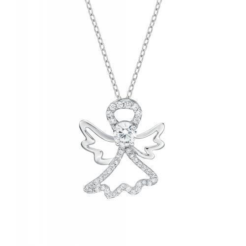 Fancy pendant with 0.6 carats* of diamond simulants in 10 carat white gold