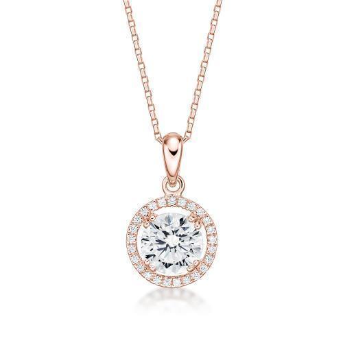Halo pendant with 1.77 carats* of diamond simulants in 10 carat rose gold