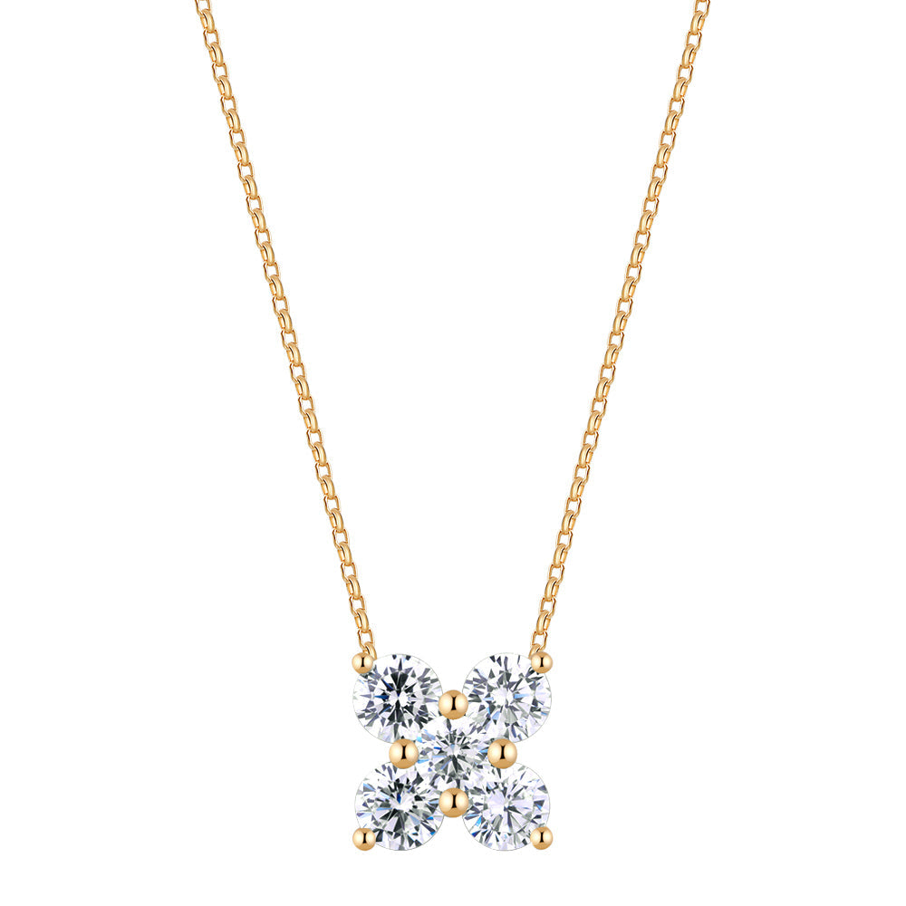 Fancy pendant with 1.17 carats* of diamond simulants in 10 carat yellow gold