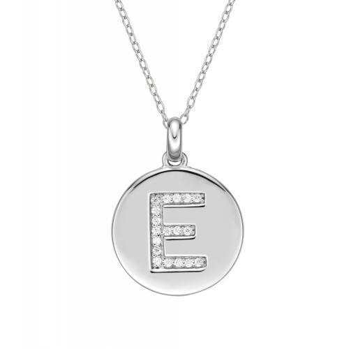 Disc Initial Pendant - E in Sterling Silver