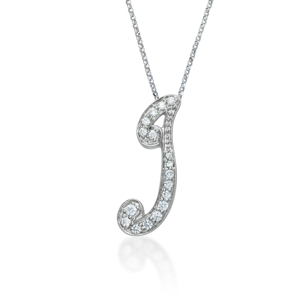 Fancy initial pendant in sterling silver letter 'I'