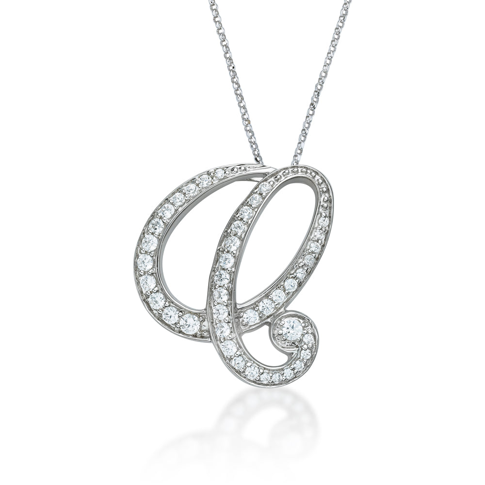 Fancy initial pendant in sterling silver letter 'Q'