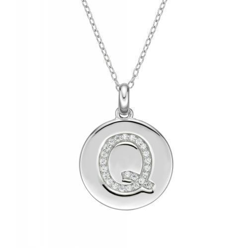Disc Initial Pendant - Q in Sterling Silver