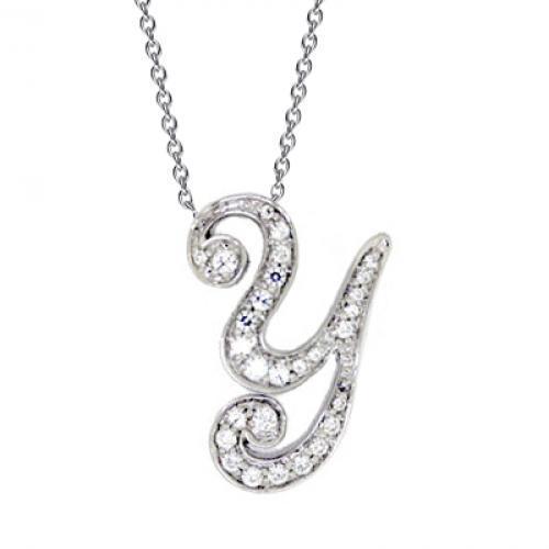 Fancy initial pendant in sterling silver letter 'Y'