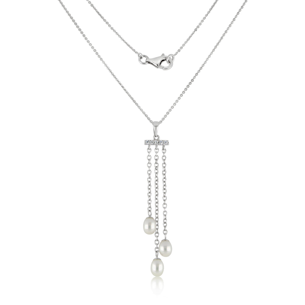 Cultured freshwater pearl drop necklace in sterling silver