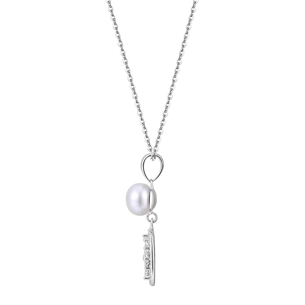Cultured freshwater pearl drop necklace in sterling silver