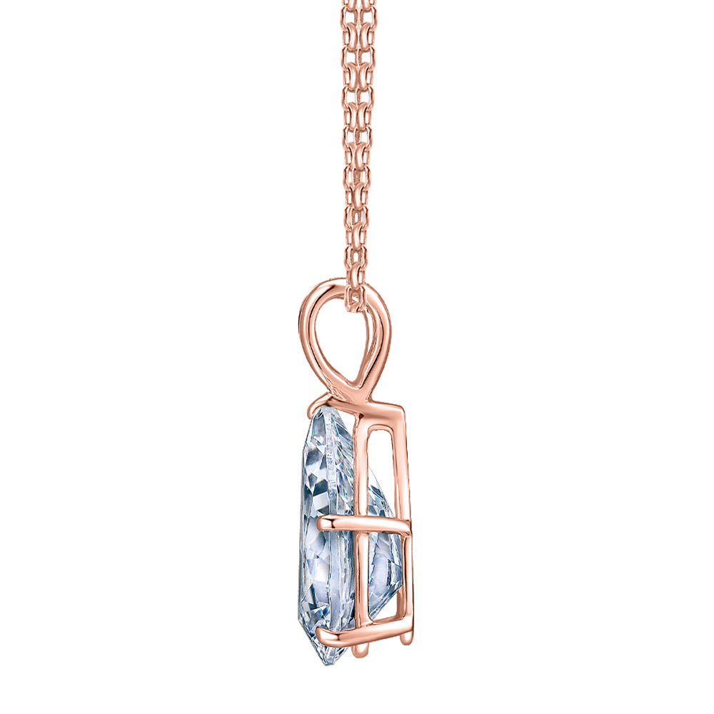 Pear solitaire pendant with 3 carat* diamond simulant in 10 carat rose gold