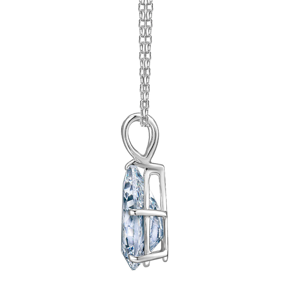 Pear solitaire pendant with 3 carat* diamond simulant in 10 carat white gold