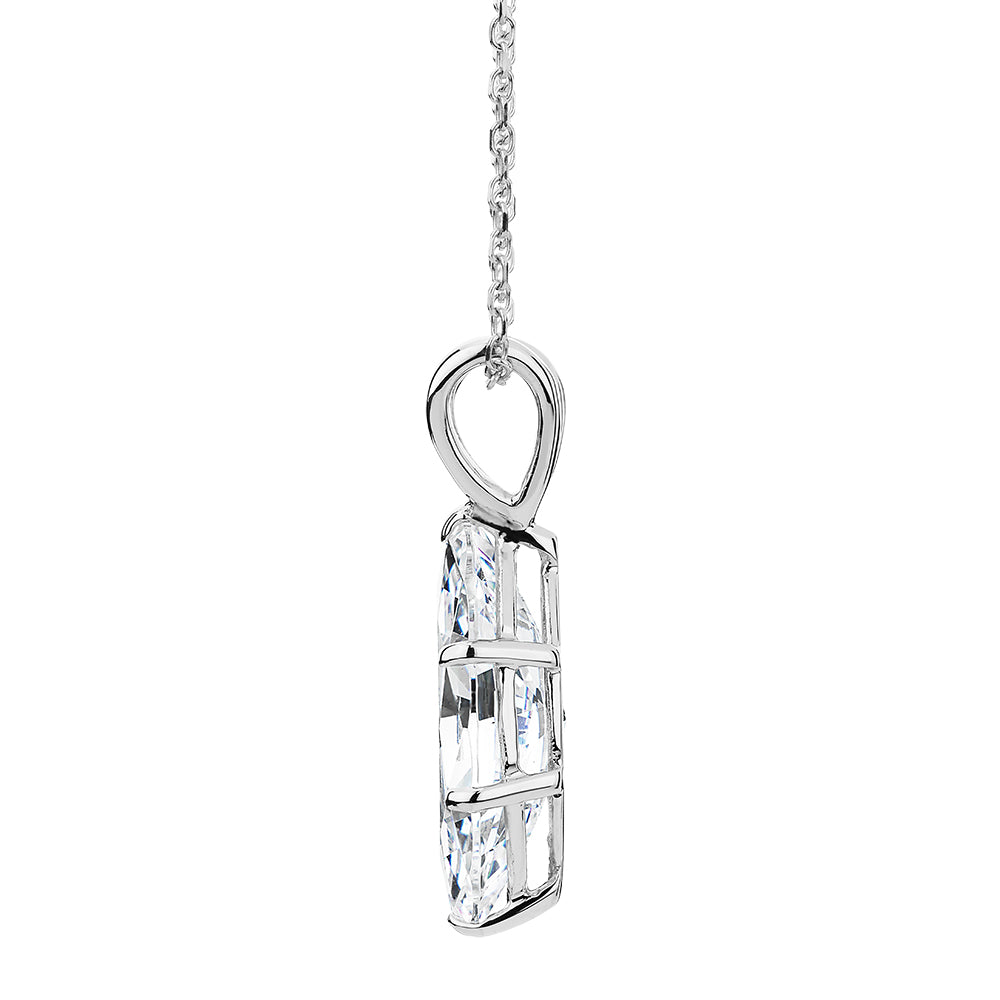 Marquise solitaire pendant with 2 carat* diamond simulant in 10 carat white gold
