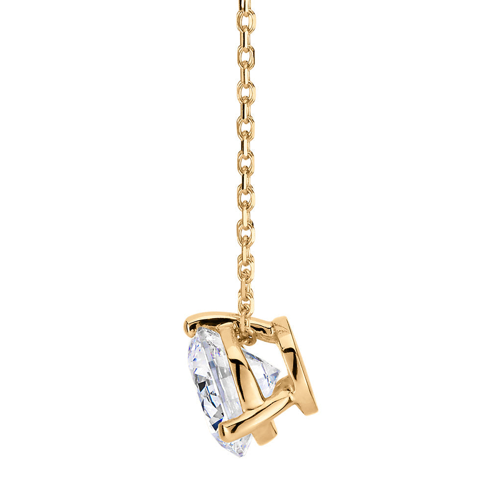 Round Brilliant solitaire pendant with 1.03 carat* diamond simulant in 10 carat yellow gold