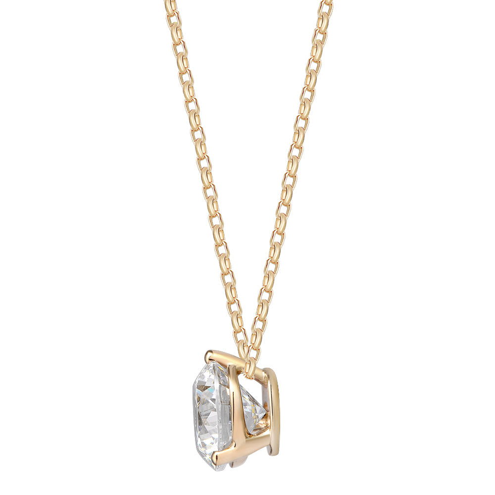 Round Brilliant solitaire pendant with 2.04 carat* diamond simulant in 10 carat yellow gold