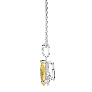 Pear and Round Brilliant solitaire necklace with 1.42 carats* of diamond simulants in sterling silver secondary view