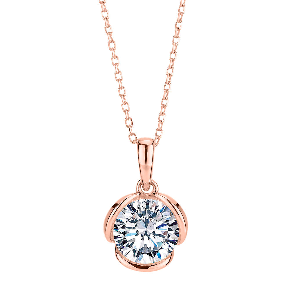 Round Brilliant solitaire pendant with 1.28 carat* diamond simulant in 10 carat rose gold