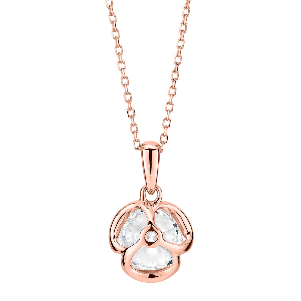 Round Brilliant solitaire pendant with 1.28 carat* diamond simulant in 10 carat rose gold