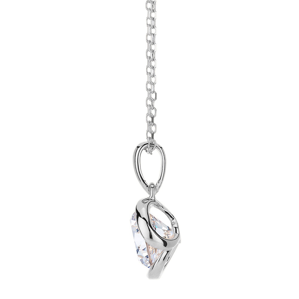 Round Brilliant solitaire pendant with 1.28 carat* diamond simulant in 10 carat white gold
