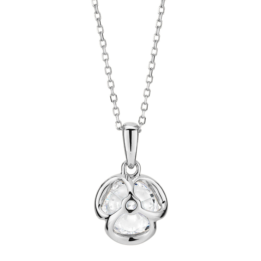 Round Brilliant solitaire pendant with 1.28 carat* diamond simulant in 10 carat white gold