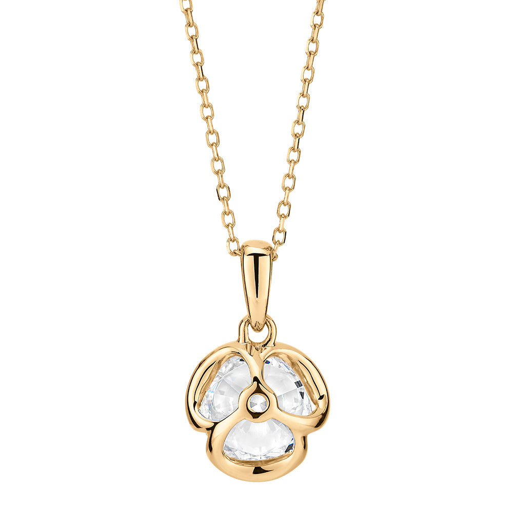 Round Brilliant solitaire pendant with 1.28 carat* diamond simulant in 10 carat yellow gold