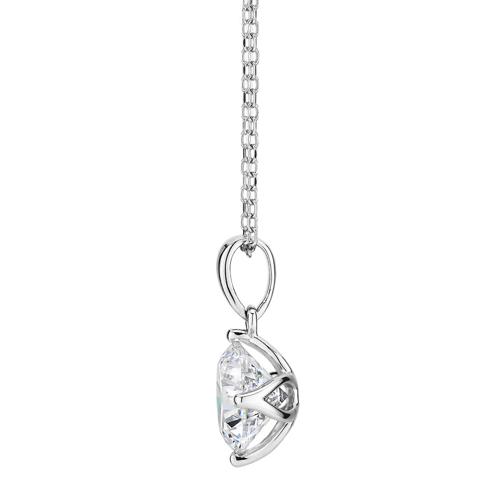 Round Brilliant solitaire pendant with 1.28 carat* diamond simulant in 10 carat white gold