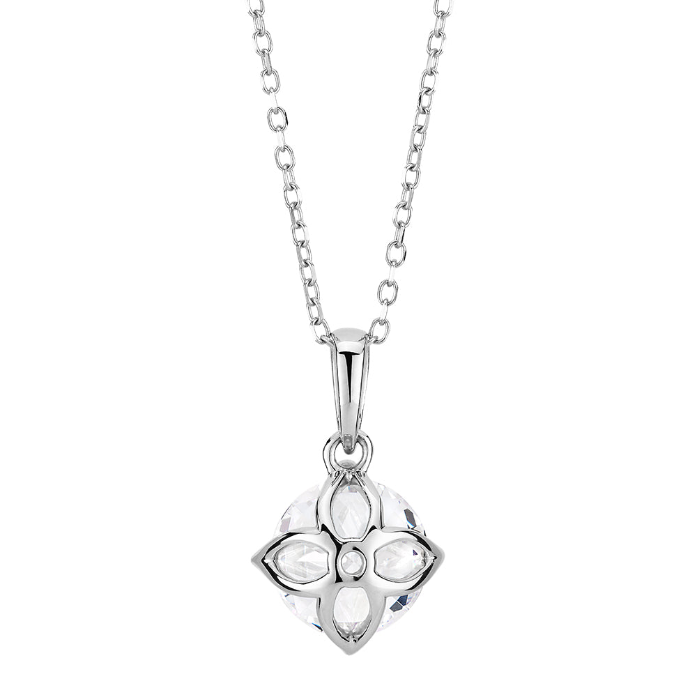 Round Brilliant solitaire pendant with 1.28 carat* diamond simulant in 10 carat white gold