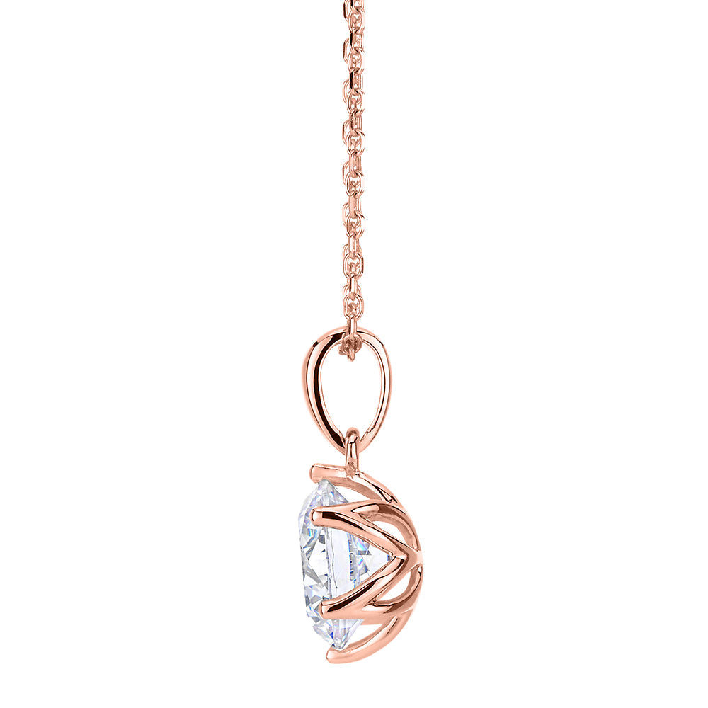 Round Brilliant solitaire pendant with 1.28 carat* diamond simulant in 10 carat rose gold