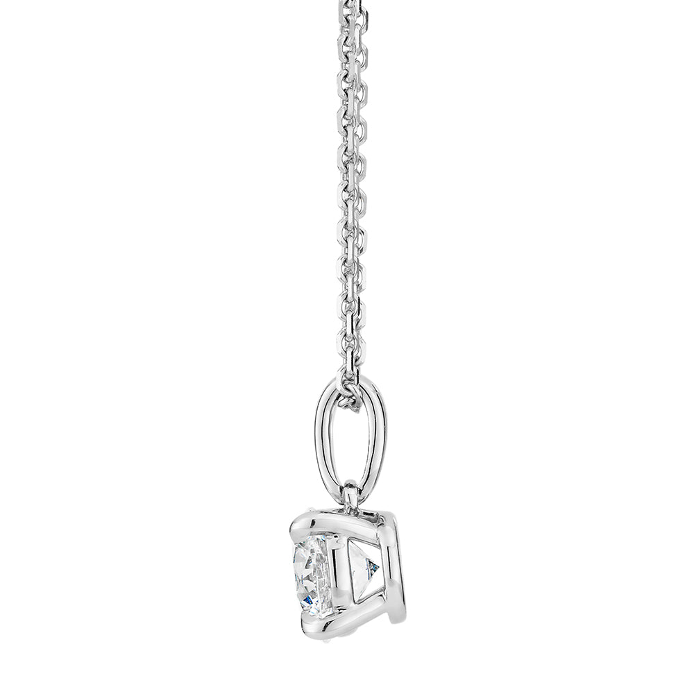 Premium Certified Lab-Grown Diamond, 0.70 carat round brilliant solitaire pendant in 14 carat white gold